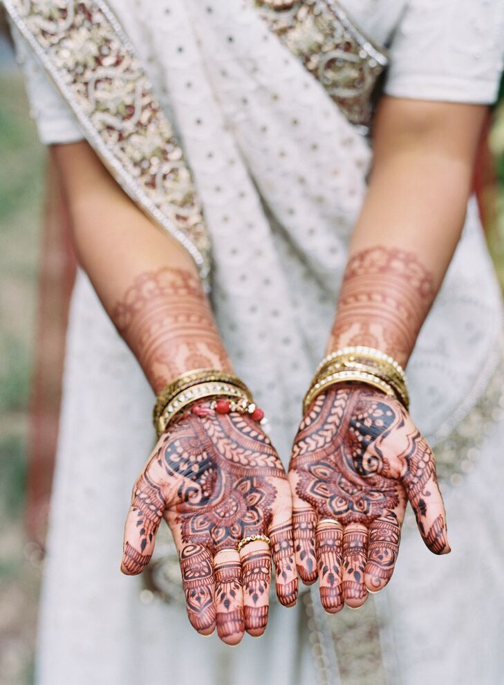 Bride with Traditional Henna for Wedding at The Clifton Inn in Charlottesville, Virginia