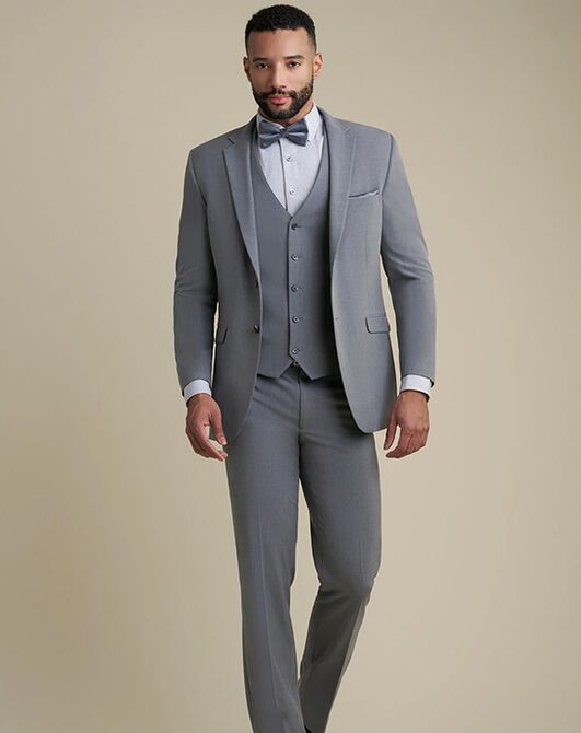 BLACKTIE SAVOY Medium Grey Wedding Suit Grey Tuxedo - 6