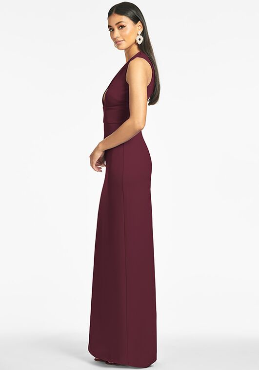 Sachin & Babi Loretta Gown - Deep Wine V-Neck Bridesmaid Dress - 4