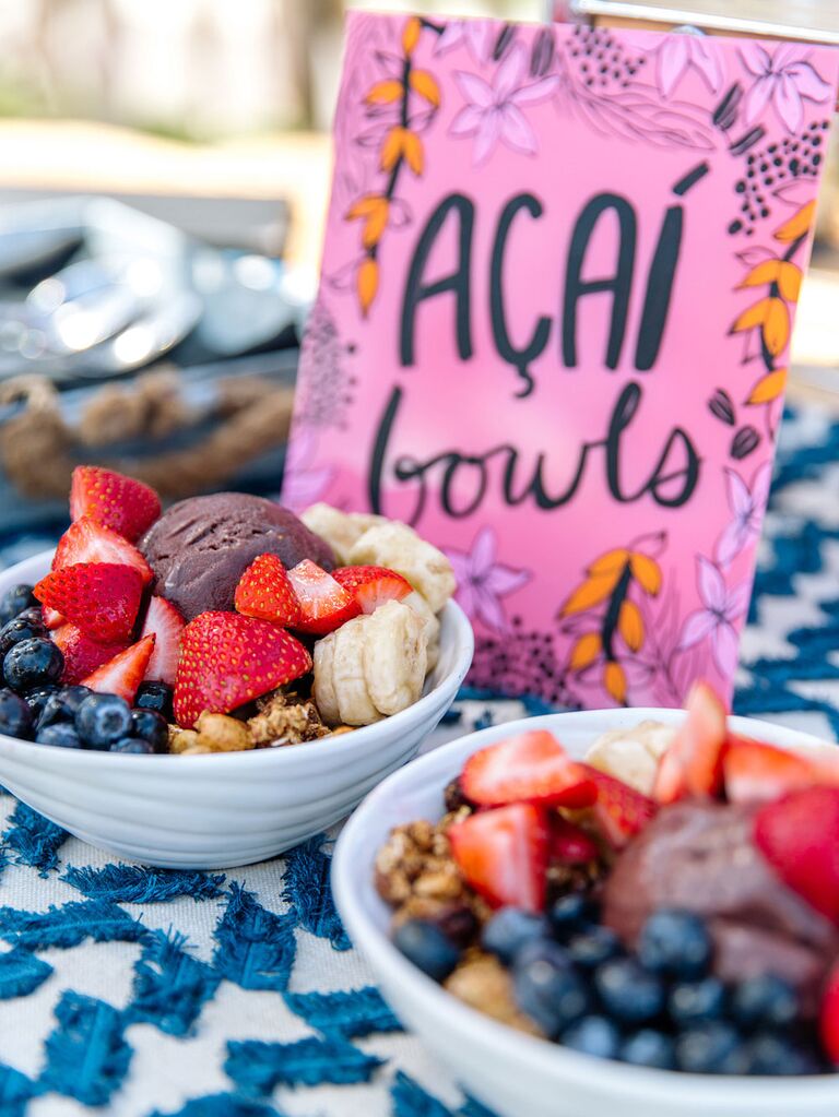 Fresh açai bowls at bridal shower