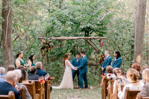 Bride and Groom Exchanged Vows Underneath a DIY Arbor They Crafted Together
