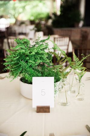 Minimalistic White Table Number in Wood Stand