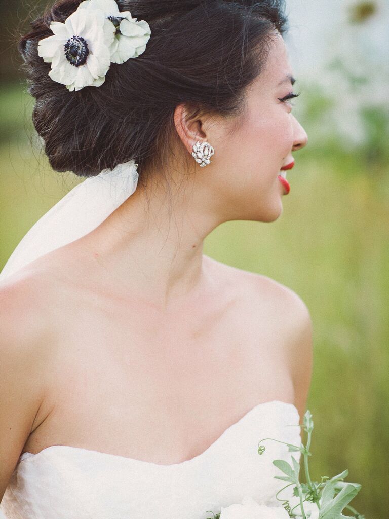 37 Wedding Hairstyles With Flowers That Will Stay Put