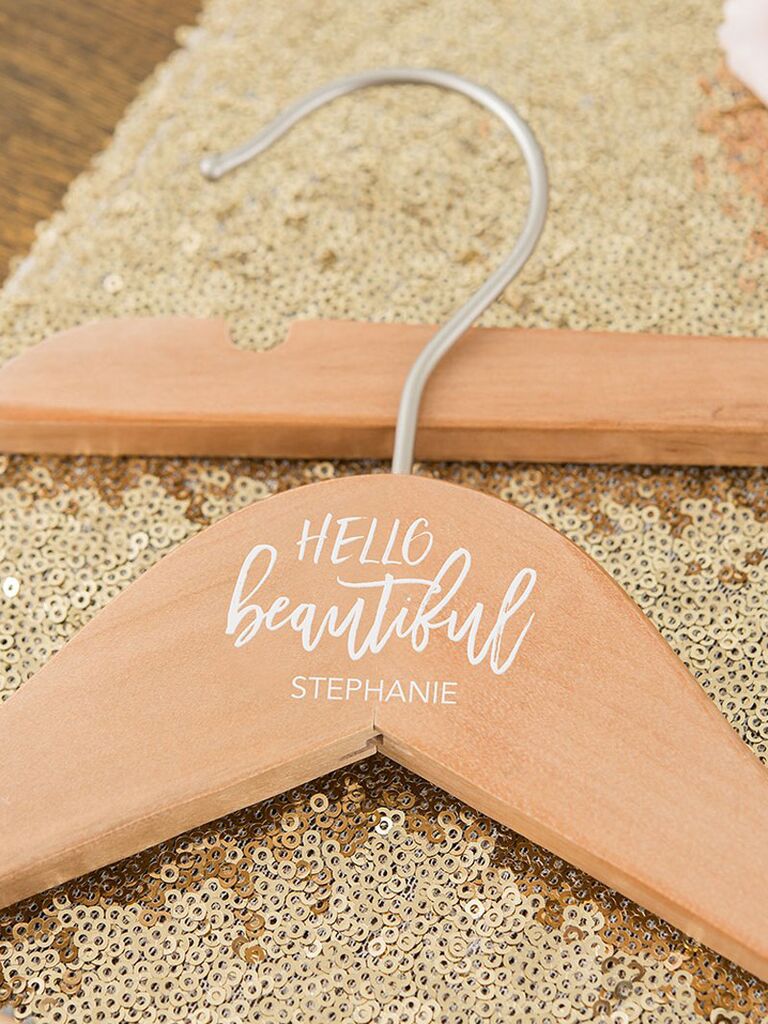 Hello Beautiful personalized wooden hanger junior bridesmaid gift