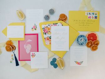 A lovely springtime-toned stationery suite.