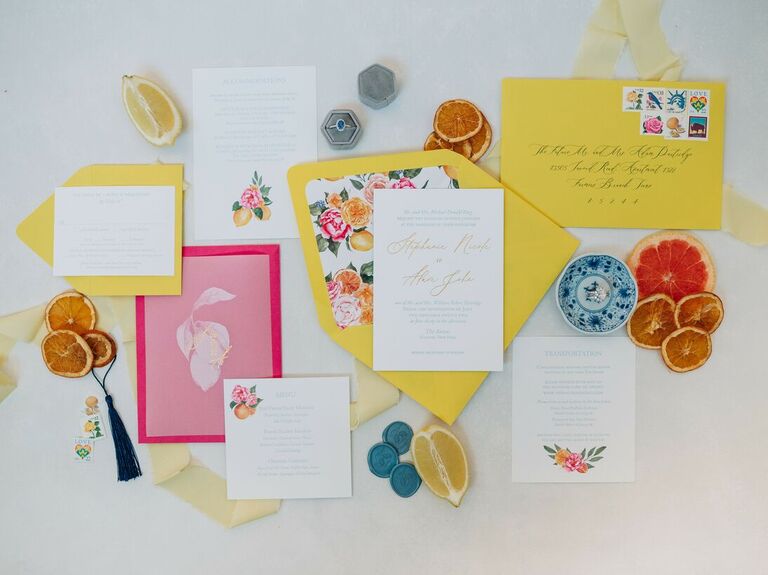 A lovely springtime-toned stationery suite.