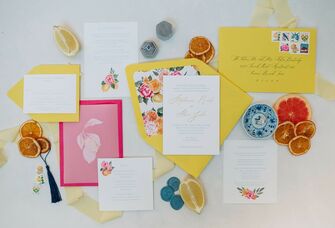 A lovely springtime-toned stationery suite.