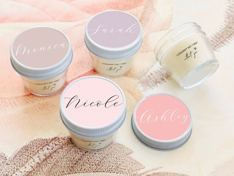 Custom scented candles wedding gift for bridesmaids
