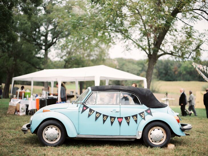 Vintage Pale Blue VW Bug Getaway Car