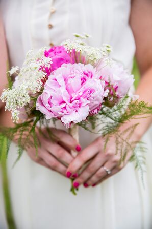 Pink Peony and Queen Anne's Lace Bridal Bouquets