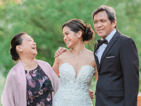Bride and parents wedding photo shoot.
