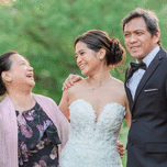 Bride and parents wedding photo shoot.