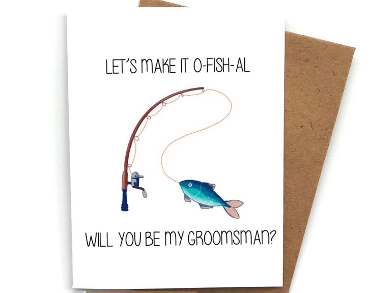 Let's Make It O-Fish-Al groomsman card