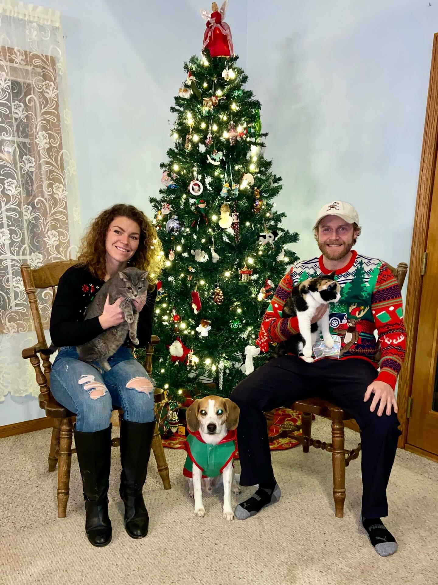 Second Christmas as a family- featuring new addition: Edna