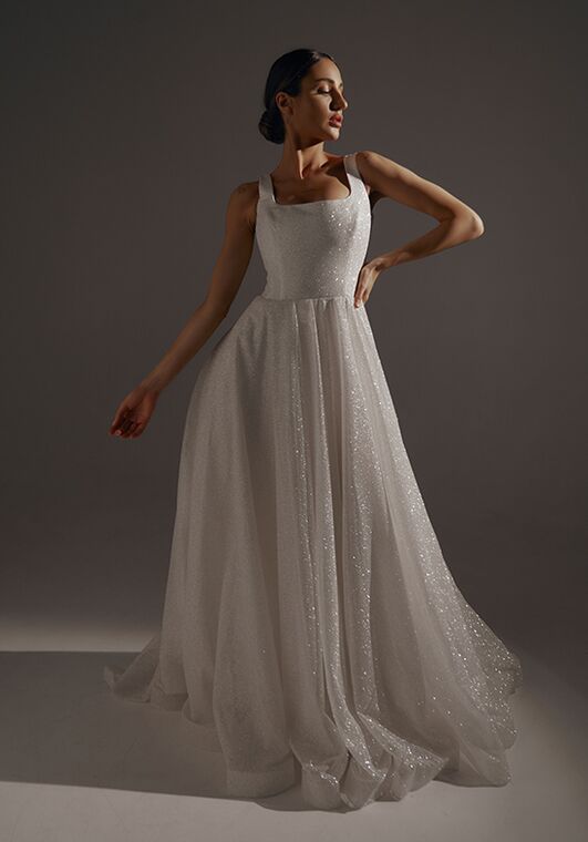 Olivia Bottega Sparkle Wedding Dress Inkery With Square Neckline A-Line Wedding Dress - 5