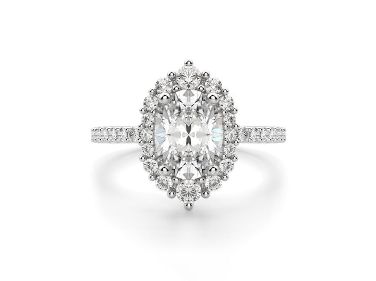 synthetic diamond engagement ring with halo