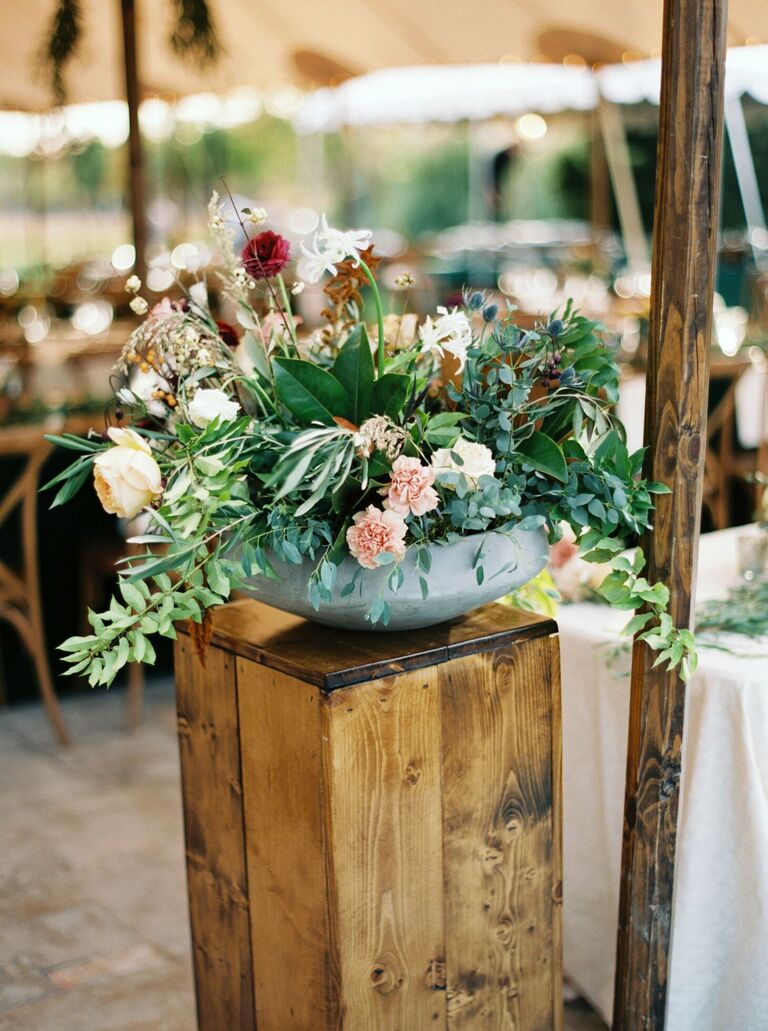 Loose floral arrangement with greenery