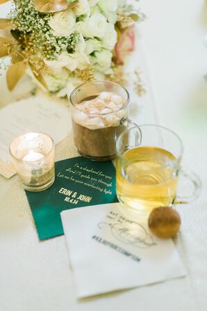 Hot Chocolate and Apple Cider with Custom Napkins