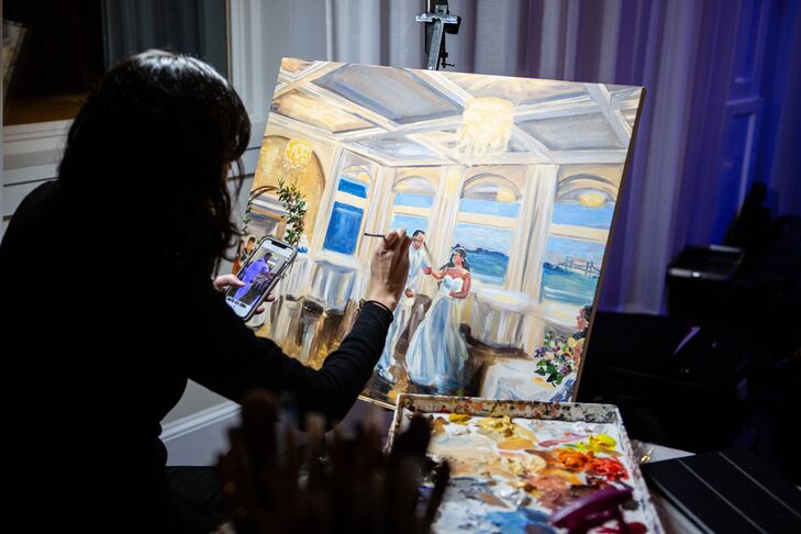 Live Painter at Military Wedding at Belle Mer in Newport, Rhode Island