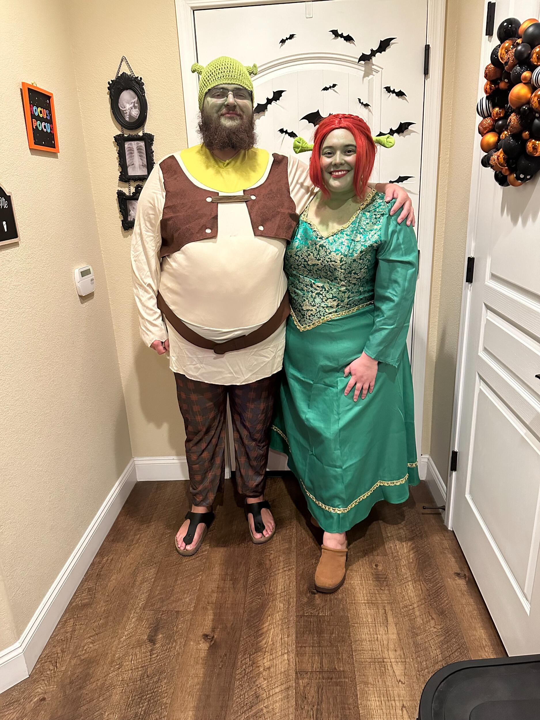 Shrek & Fiona on their way to a halloween party.