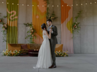 Bride and groom share first dance