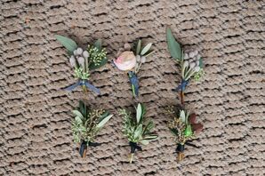 Silver Brunia and Eucalyptus Boutonnieres