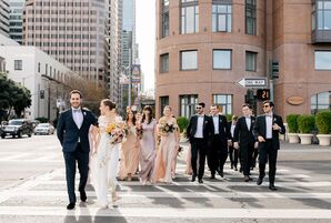 Bride, Groom and Wedding Party in San Francisco, California