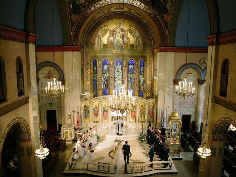 Greek Orthodox wedding ceremony with traditional wedding vows