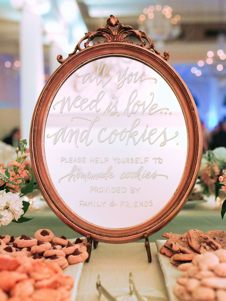 Wedding mirror signs - cheeky dessert table mirror sign