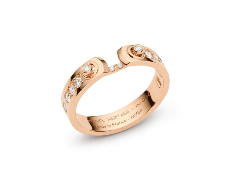 diamond band with rose gold metal