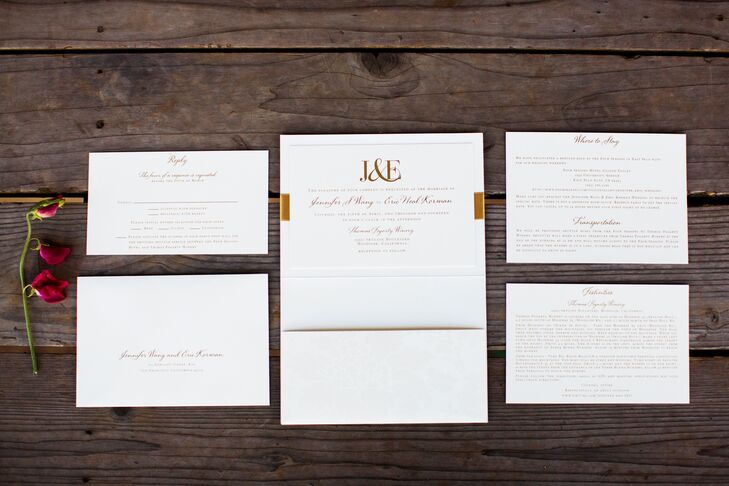 The Vera Wang invitations featured a pocket folder for three inserts with information on the reception, accommodations, transportation and a reply card.