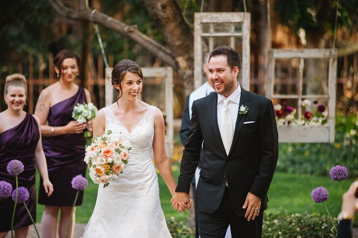 The happy couple took a moment to celebrate their new marriage right after the ceremony ended.
