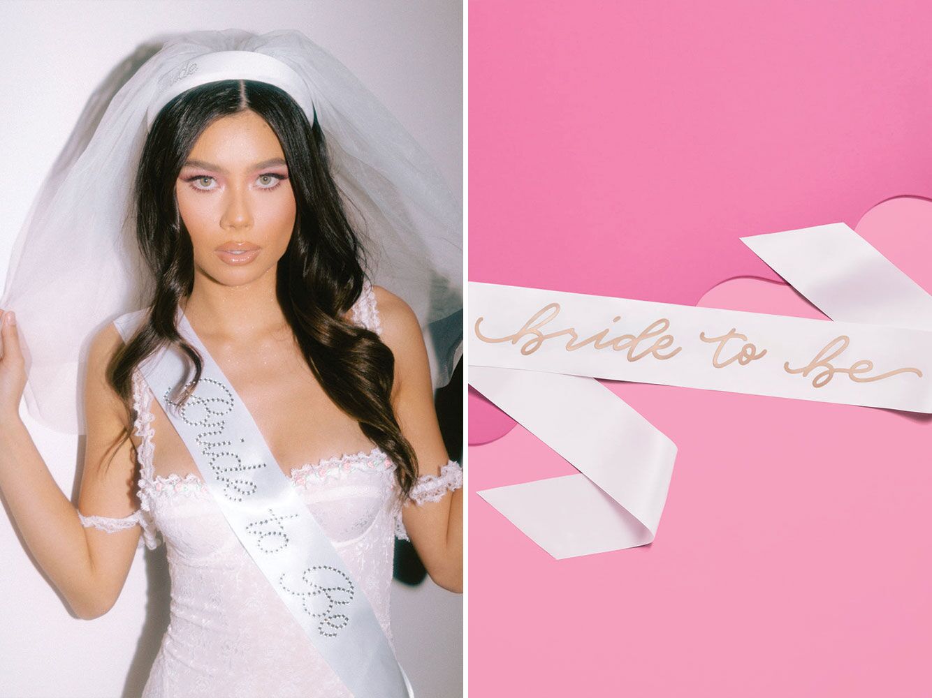 Bride to Be with Diamond Silver Glitter Sash, Bachelorette Sashes