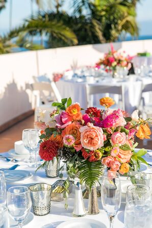 Bright Pink and Orange Centerpieces