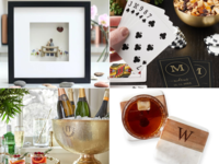 Collage of four couple gift ideas for friends anniversary