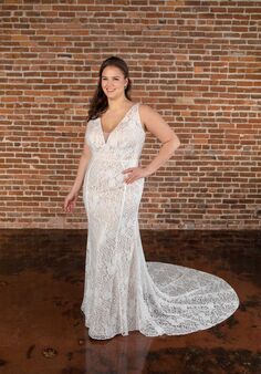 Essense of Australia D3791 plus Column Wedding Dress
