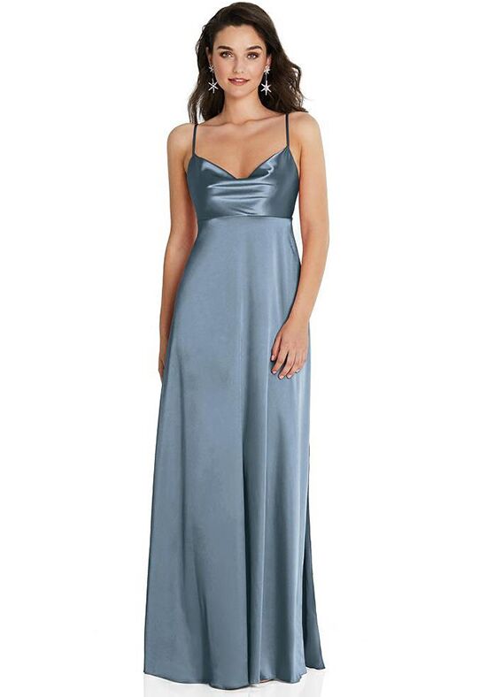 Dessy Group Cowl-Neck Empire Waist Maxi Dress with Adjustable Straps - TH097 Bridesmaid Dress - 1