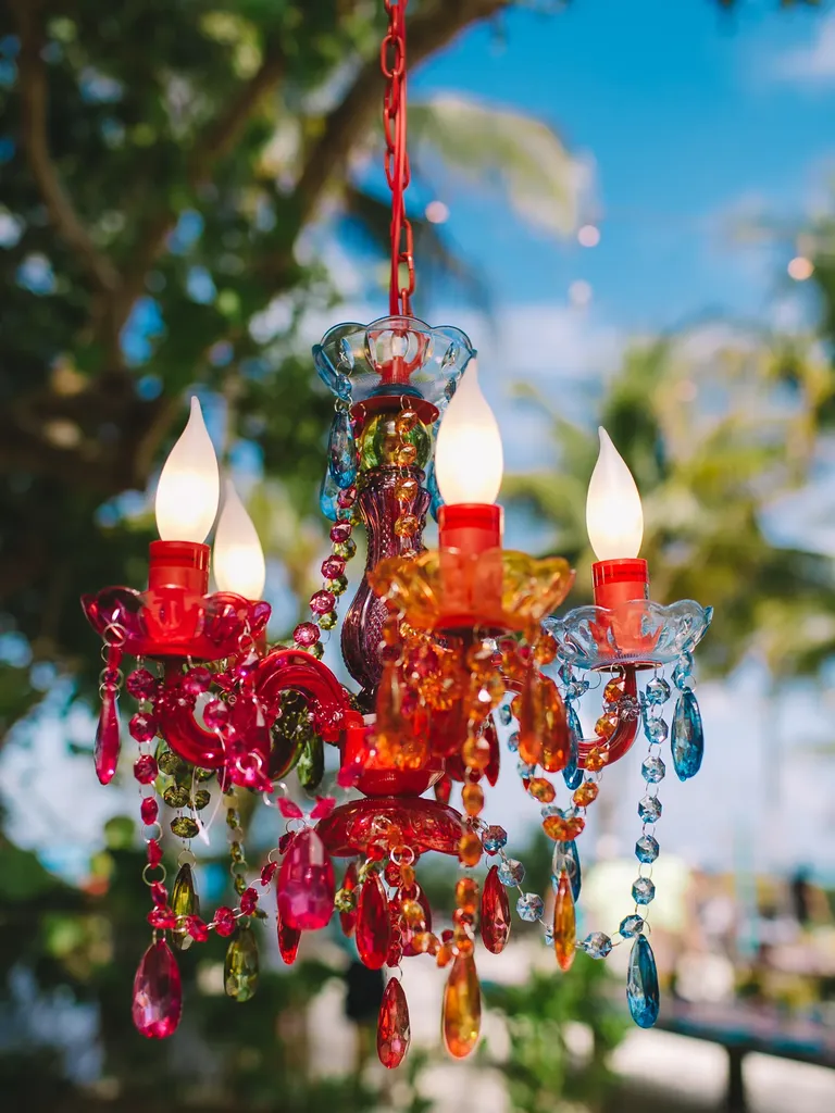 Multicolor Chandeliers wedding lighting idea