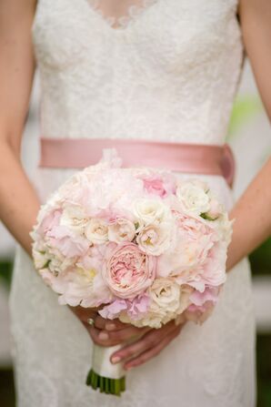 Pink and White Peony and Garden Rose Bridal Bouquet