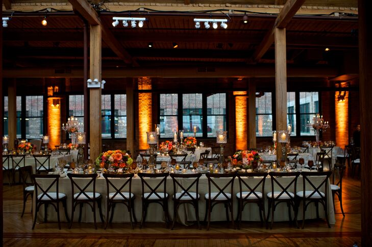 Romantic Rustic Head Table with Vibrant Flowers