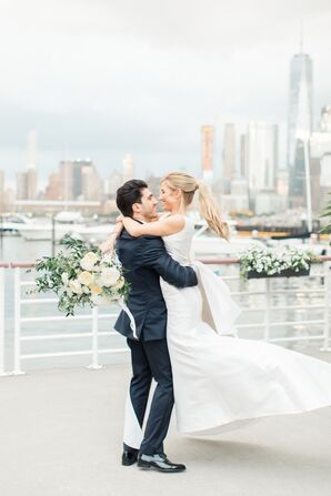 Bride and Groom at Rooftop Restaurant