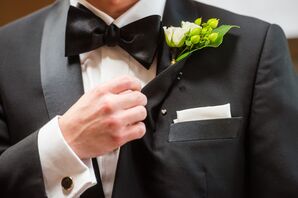 Bow Tie with Green Boutonniere
