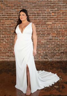 Essense of Australia D3802 plus Column Wedding Dress