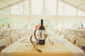 Antler and Wine Bottle Centerpieces