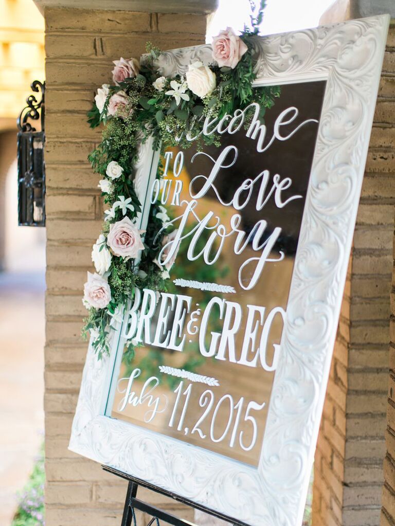 Mirror wedding sign - calligraphed wedding sign