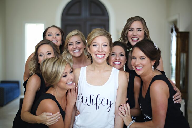 Bridal Party Getting Ready in Custom Tank Tops
