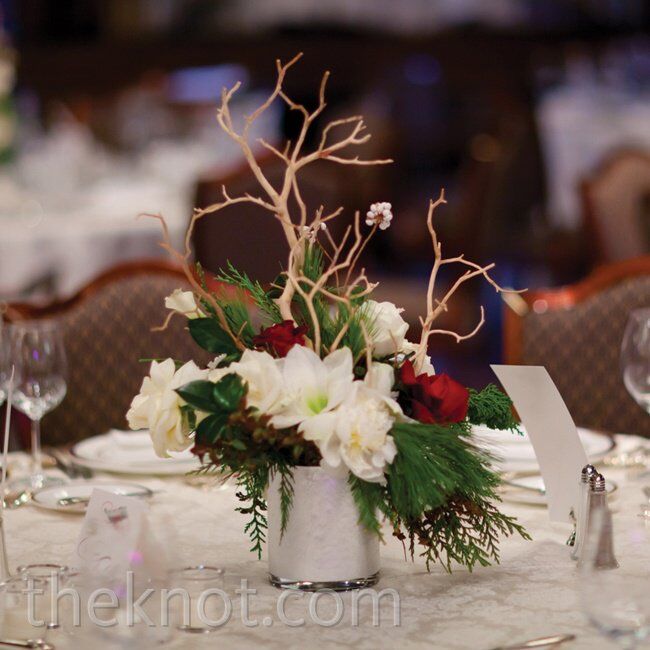 Winter Red and White Centerpiece