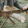 This Rustic Wedding at The Inn at Round Barn Farm in Waitsfield, Vermont, Had a German Log-Cutting Ritual