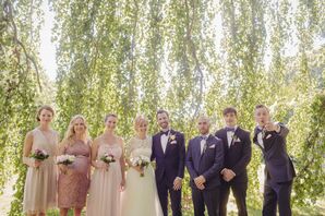 Summer Wedding Party in Navy and Blush