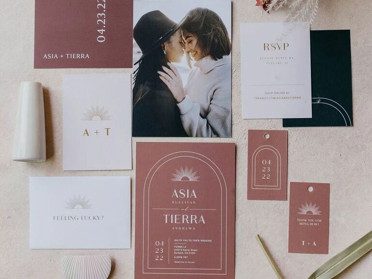 Real couple's invitation suite from The Knot Invitations